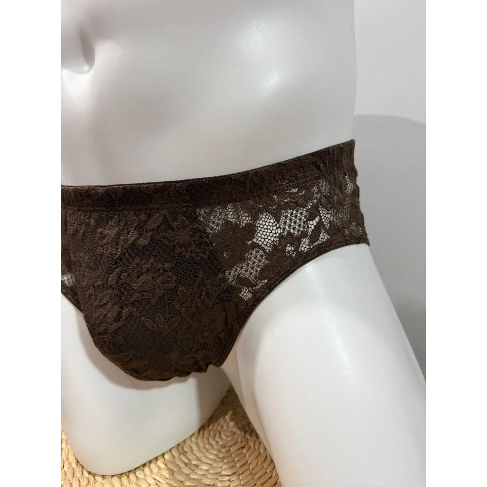Cosabella Never Say Never Men's Lace Brief Brown Micro Sexy & Comfortable L